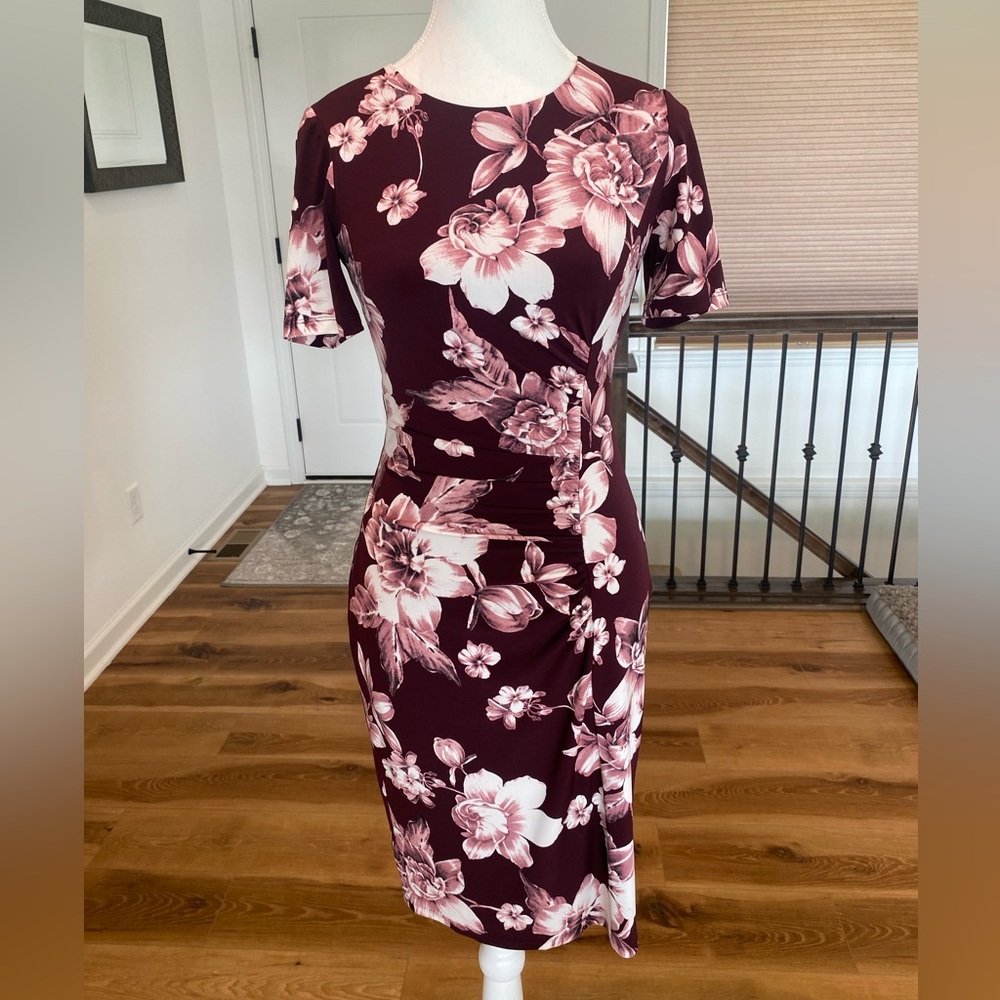 WHBM Maroon Floral Dress Sz 00